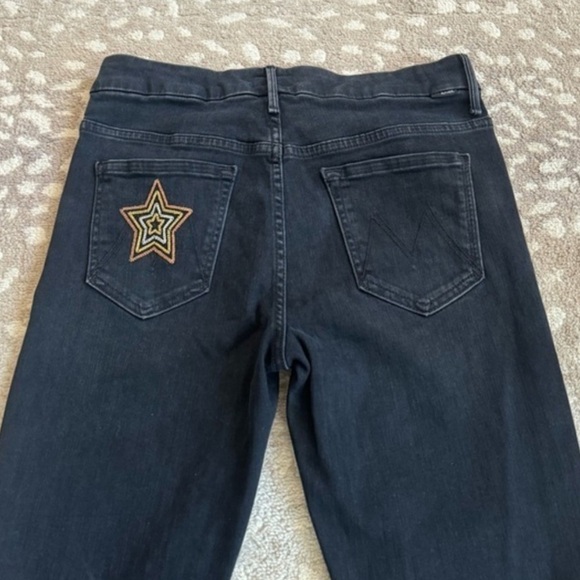 MOTHER The High Waisted Looker Embroidered‎ Washed Black Blackbird Jeans 27 - Picture 7 of 10